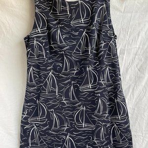 Talbots Sailboat Sheath Dress Navy 8 Petite